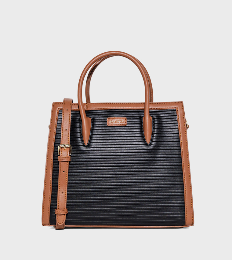 VIVIENNE Contrast Trim Satchel Bag