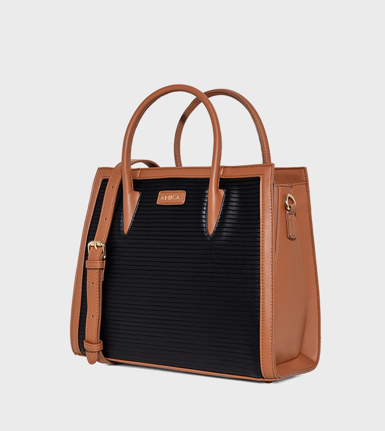 VIVIENNE Contrast Trim Satchel Bag