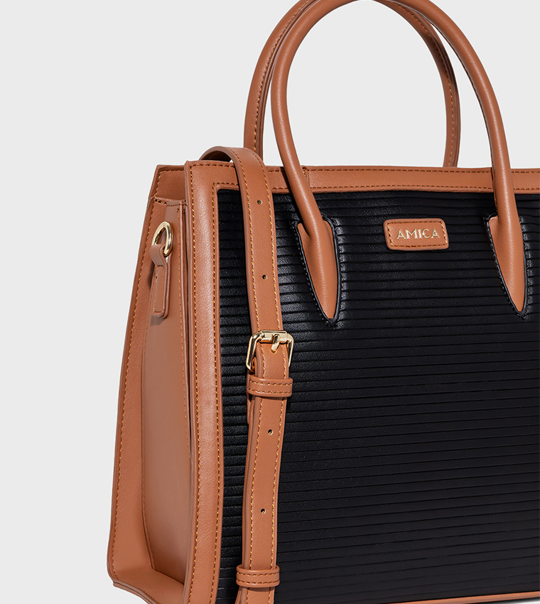 VIVIENNE Contrast Trim Satchel Bag