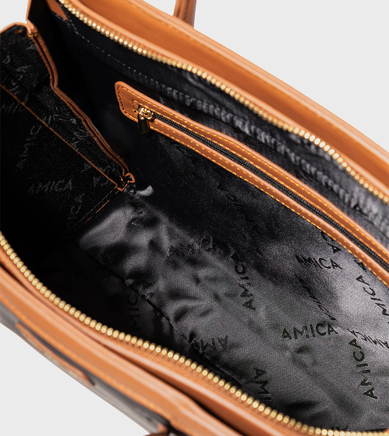 VIVIENNE Contrast Trim Satchel Bag