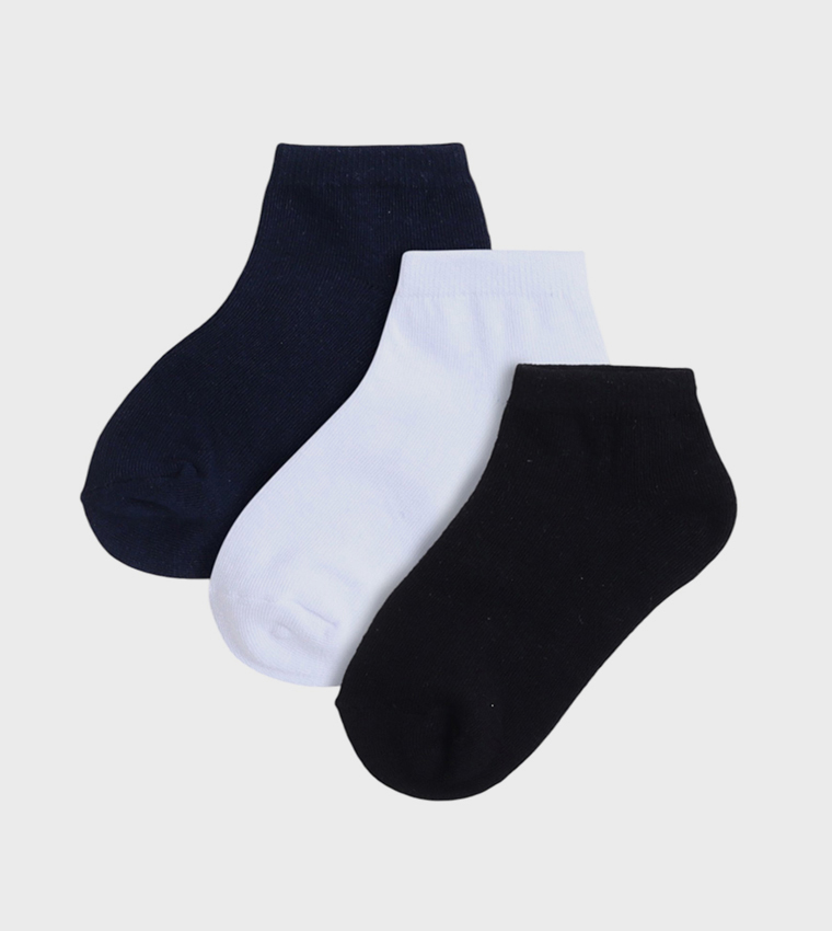 Boys Pack of 3 Solid Ankle Socks