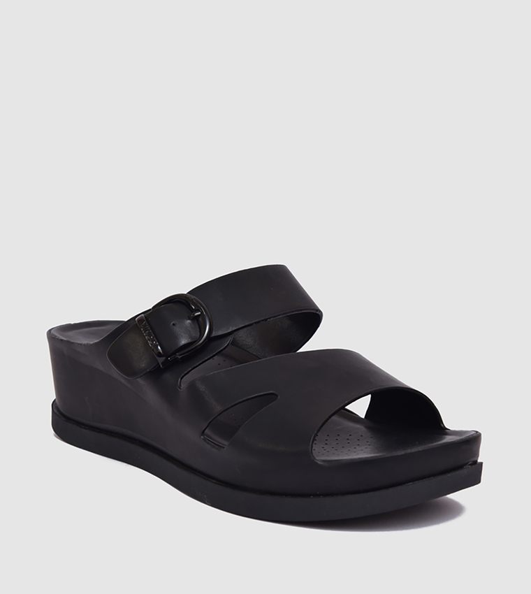 Buckle Detail Comfort Platform Sandals