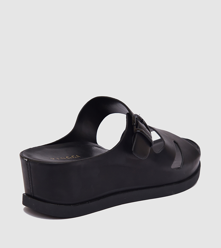 Buckle Detail Comfort Platform Sandals