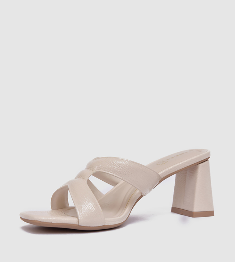 Croc Textured Structured Heel Sandals