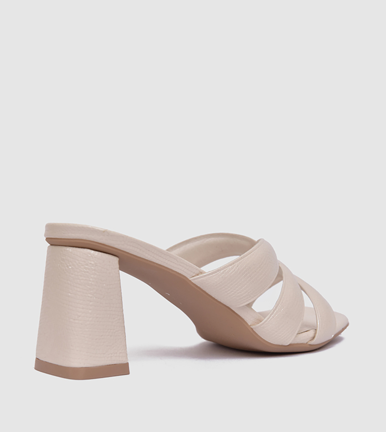 Croc Textured Structured Heel Sandals