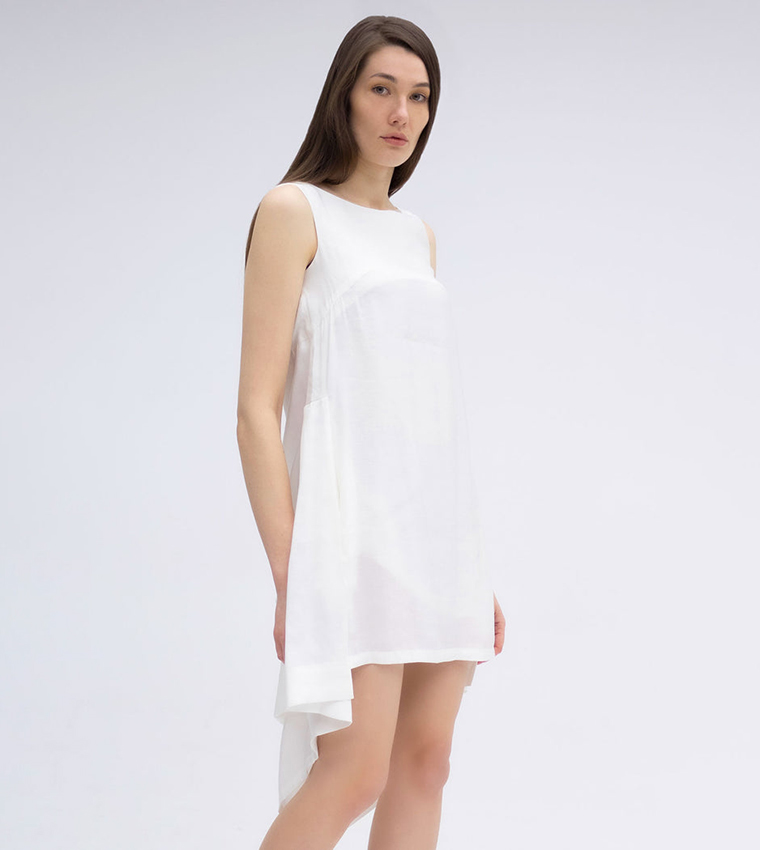 Solid Sleeveless High-Low Dress