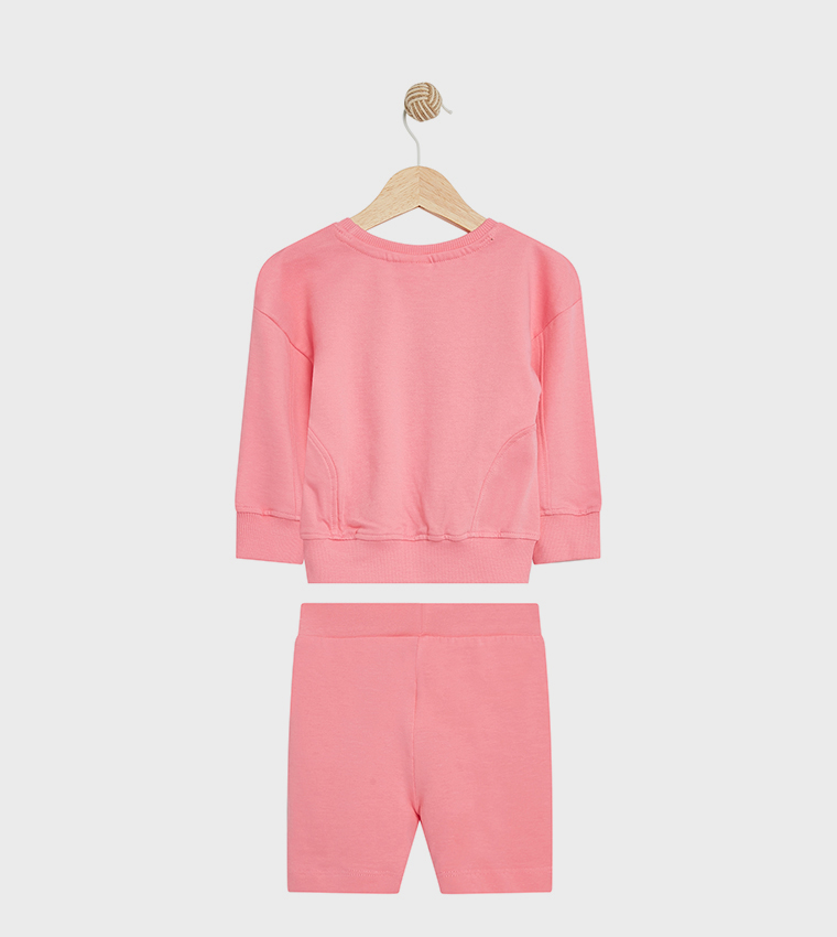 Solid Sweatshirt and Cycling Shorts Set