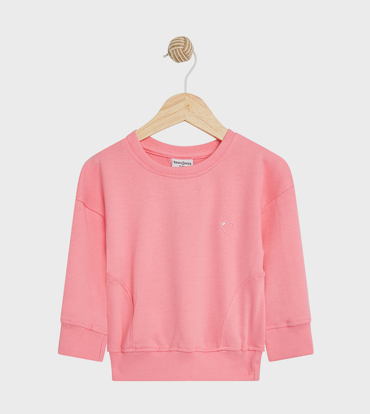 Solid Sweatshirt and Cycling Shorts Set