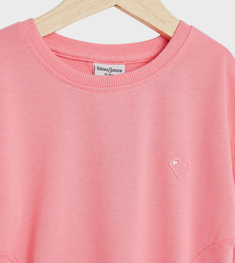 Solid Sweatshirt and Cycling Shorts Set
