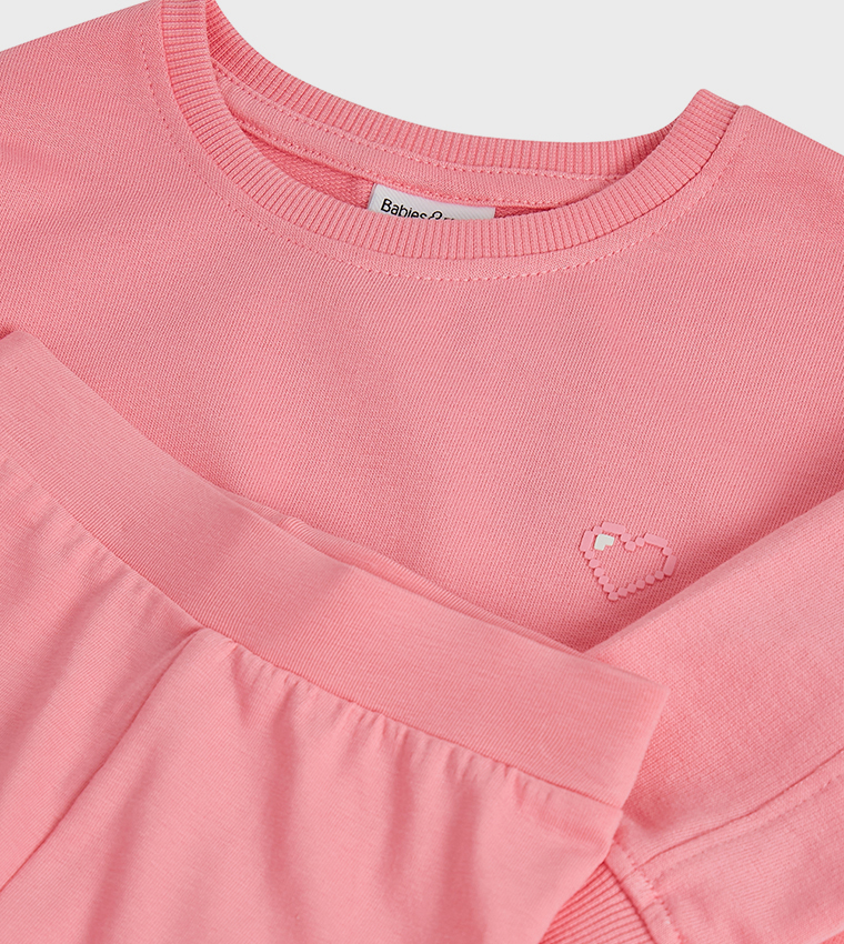 Solid Sweatshirt and Cycling Shorts Set