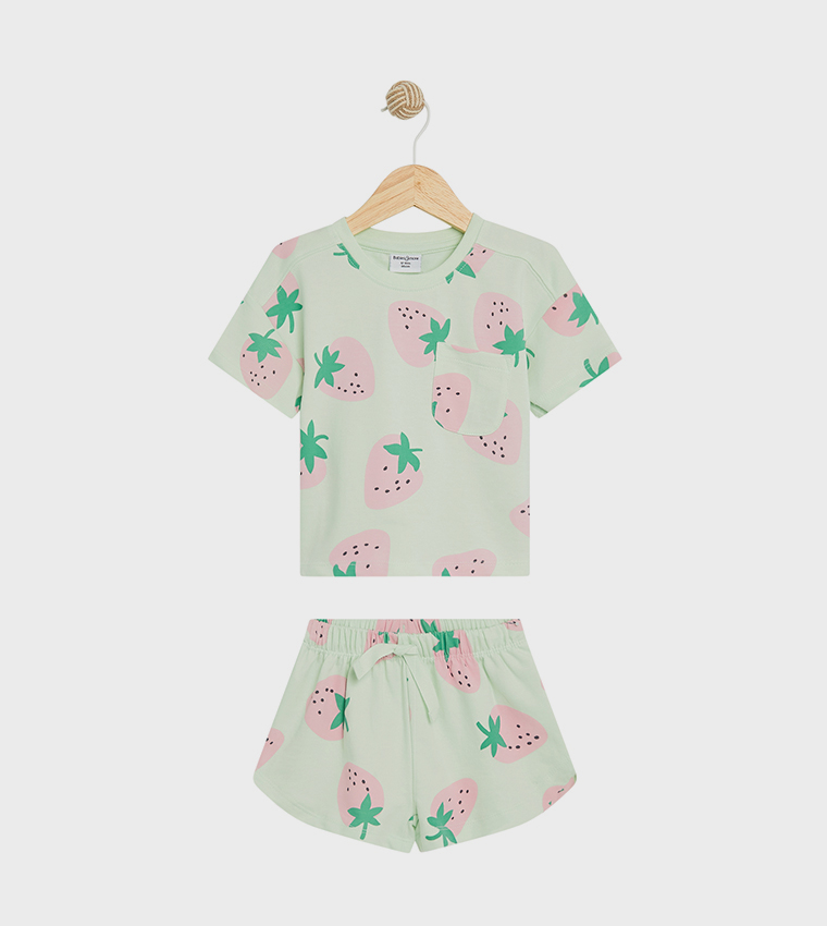 طقم تيشيرت بطبعة وشورت 