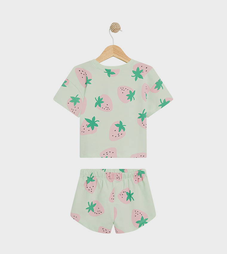 طقم تيشيرت بطبعة وشورت 