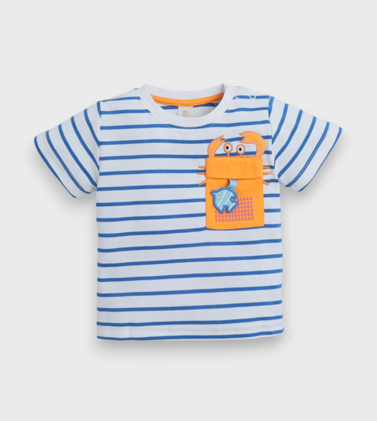 Infants Striped Crew Neck T-Shirt and Shorts Set