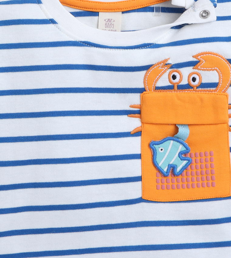 Infants Striped Crew Neck T-Shirt and Shorts Set