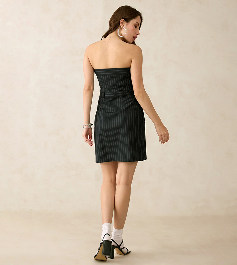 Striped Off-Shoulder Mini Dress