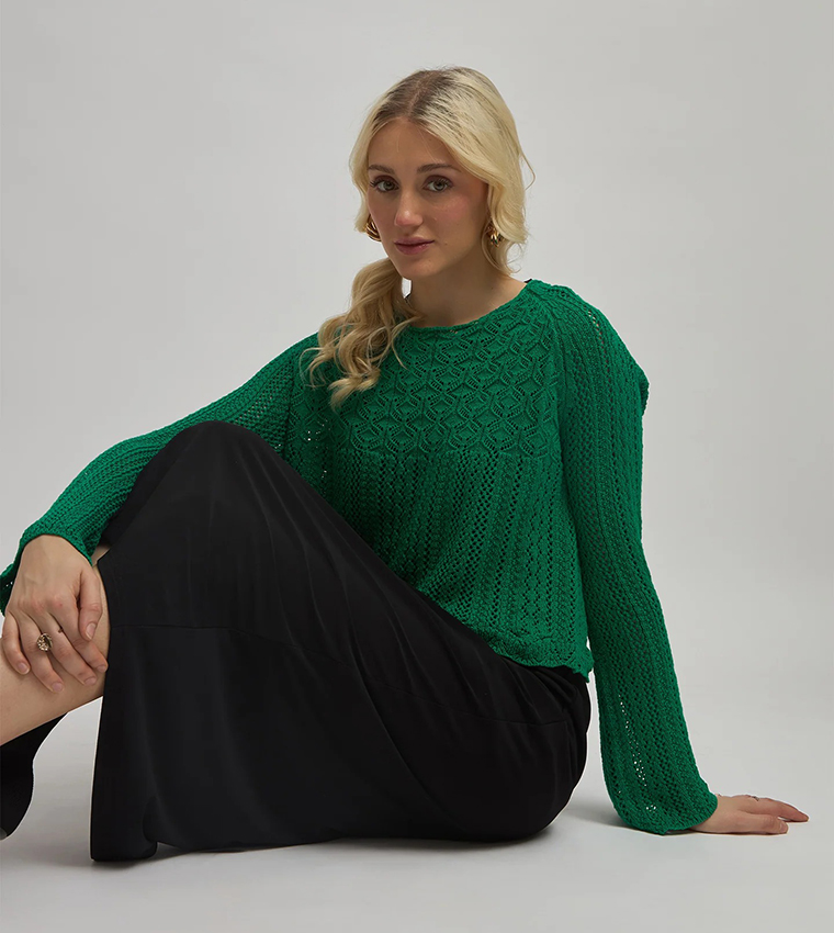 Openwork Long Sleeves Top