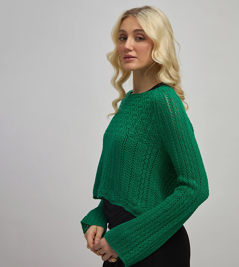 Openwork Long Sleeves Top