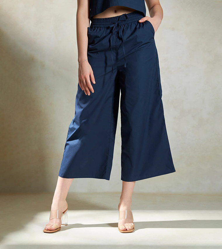 Drawstring Waist High Waist Culottes