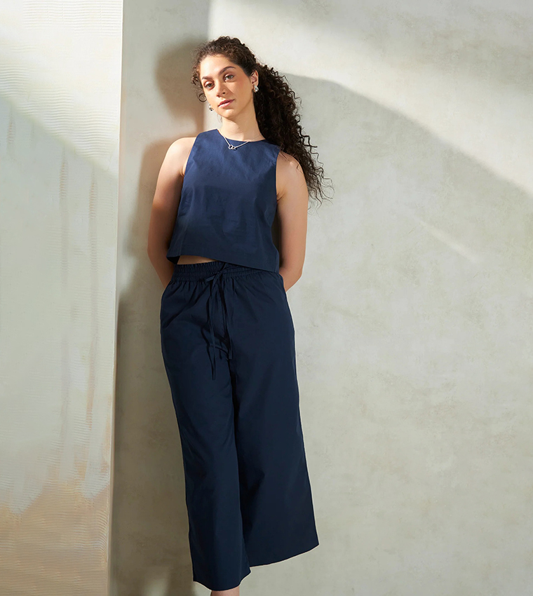 Drawstring Waist High Waist Culottes