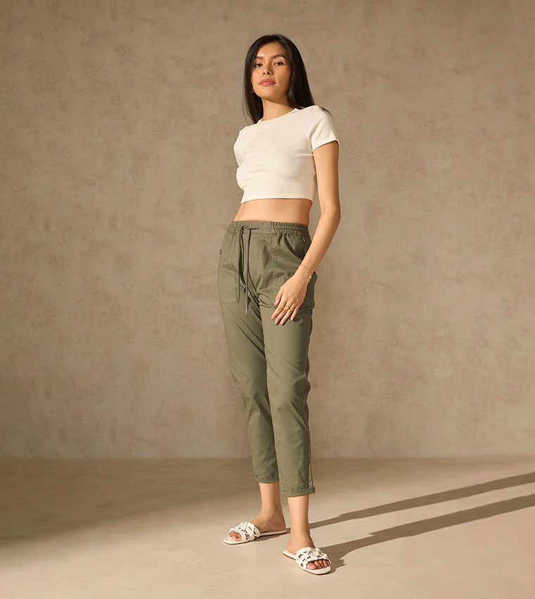 High Rise Drawstring Waist Trousers