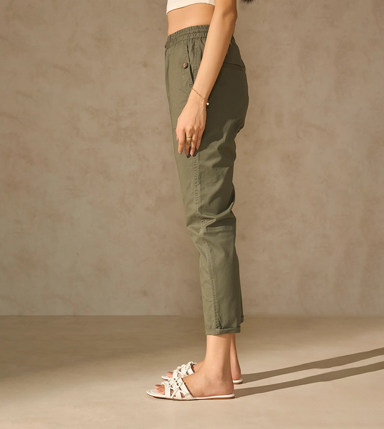 High Rise Drawstring Waist Trousers