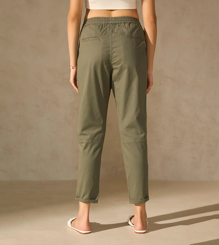 High Rise Drawstring Waist Trousers
