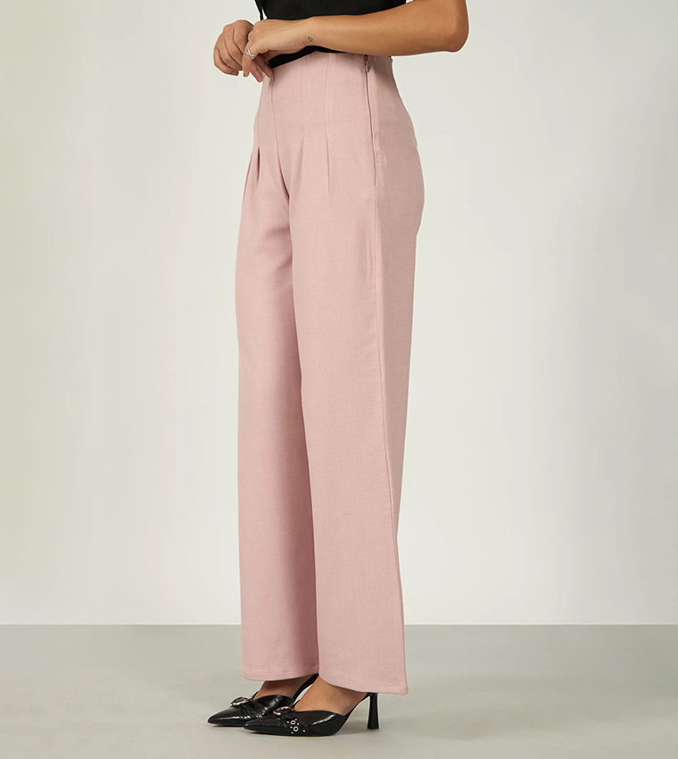 بنطال سادة بخصر عالي 