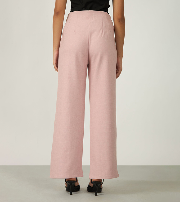 بنطال سادة بخصر عالي 