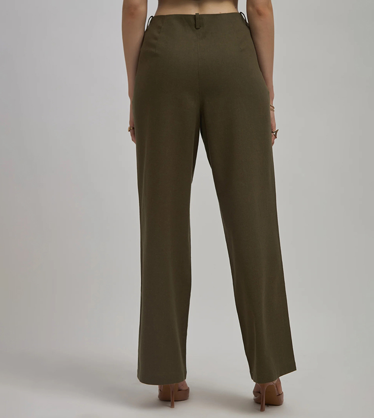 Solid High Waist Trousers