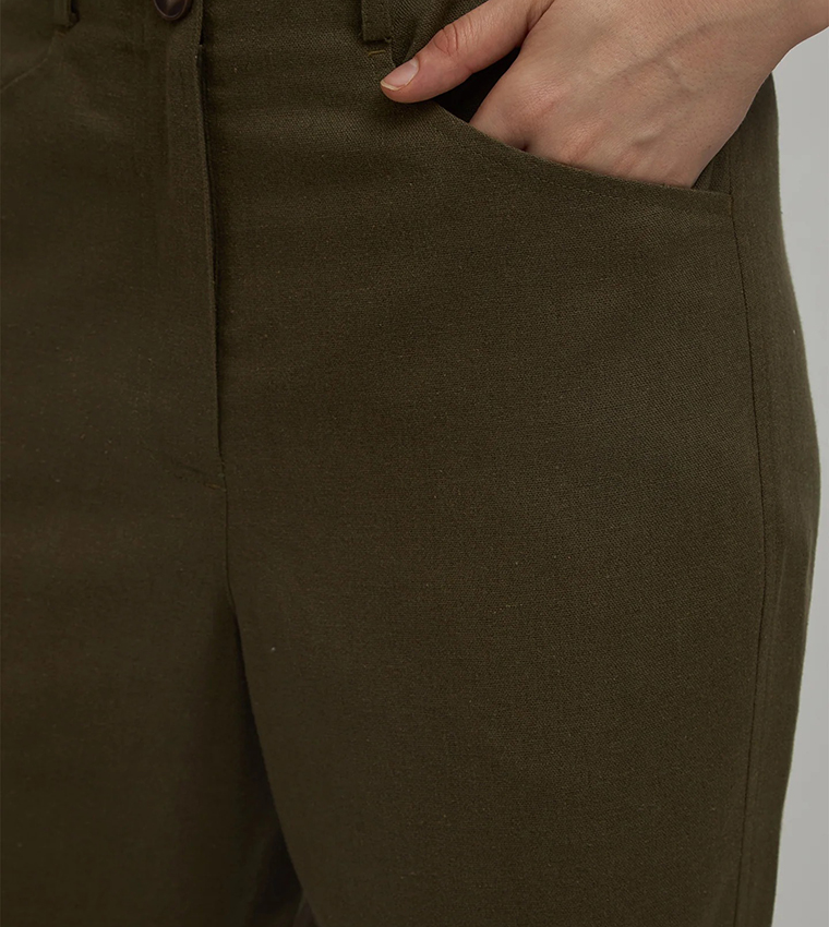 Solid High Waist Trousers
