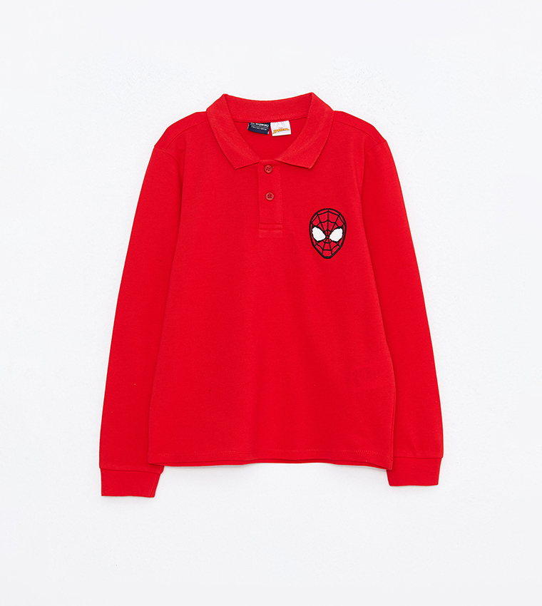 Buy LC Waikiki Spiderman Embroidered Polo T Shirt In Red