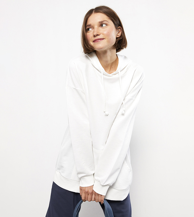 Oversized white shop sweatshirt womens