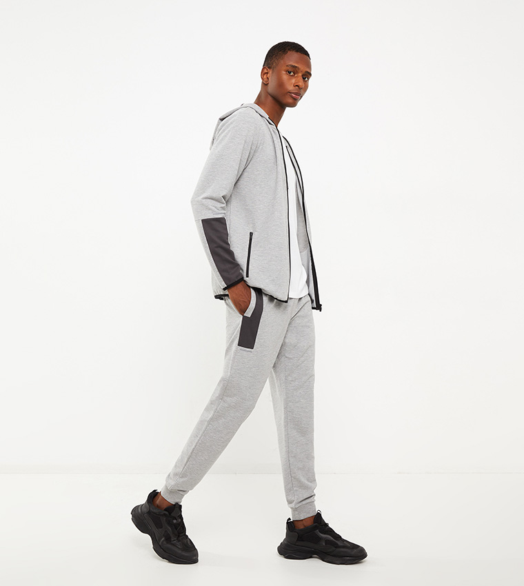 Grey tracksuit slim discount fit