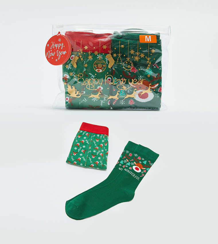 Christmas Themed Boxer and Socks Set