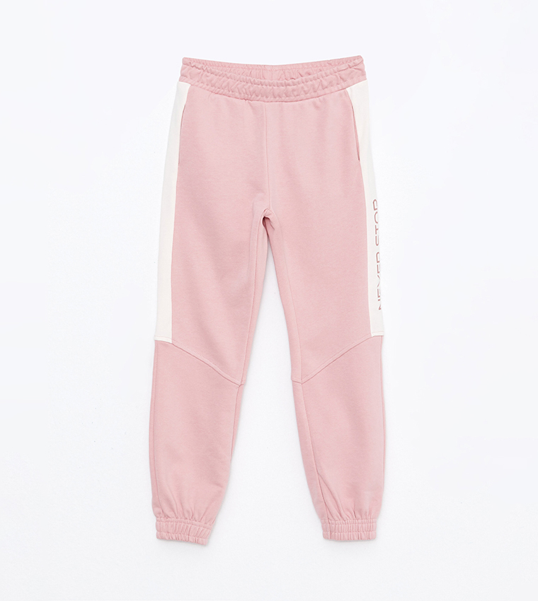 Buy LC Waikiki Girl's Elasticated Waist Printed Jogger Sweatpants In Pink