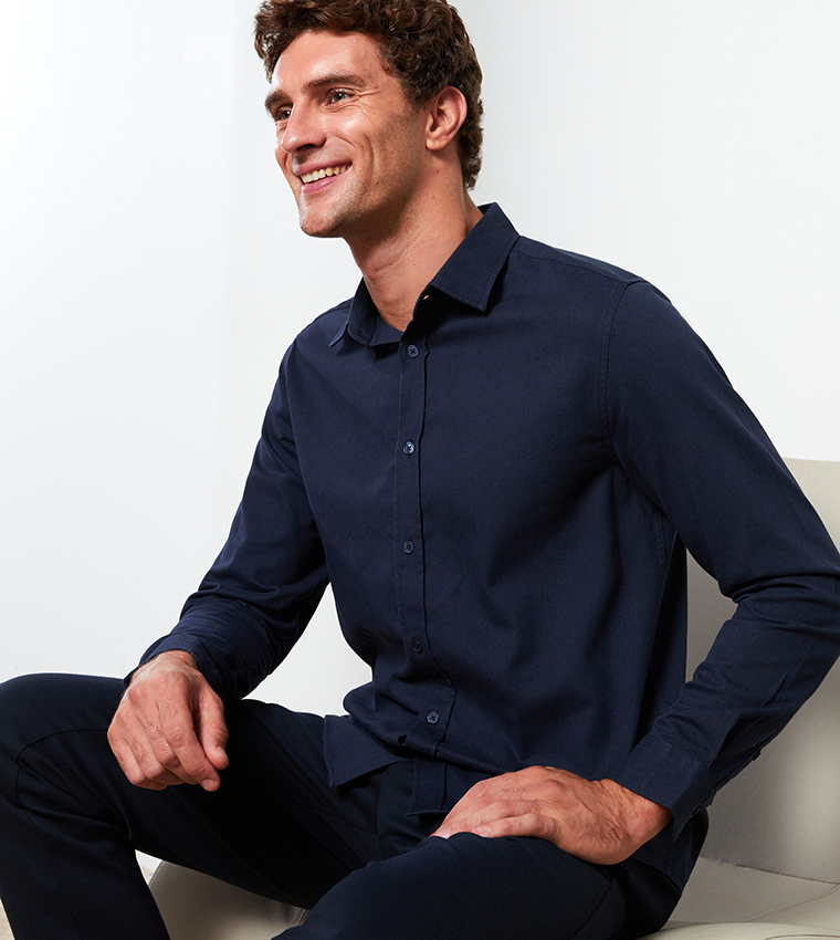 Slim Fit Long Sleeves Gabardine Shirt