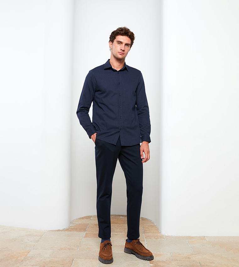 Slim Fit Long Sleeves Gabardine Shirt