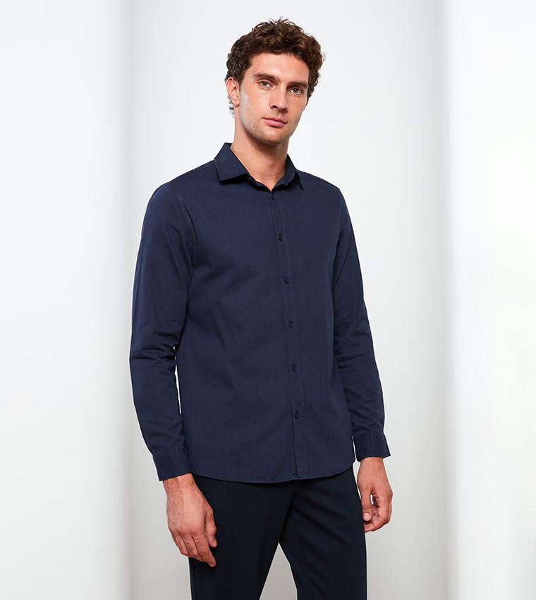 Slim Fit Long Sleeves Gabardine Shirt