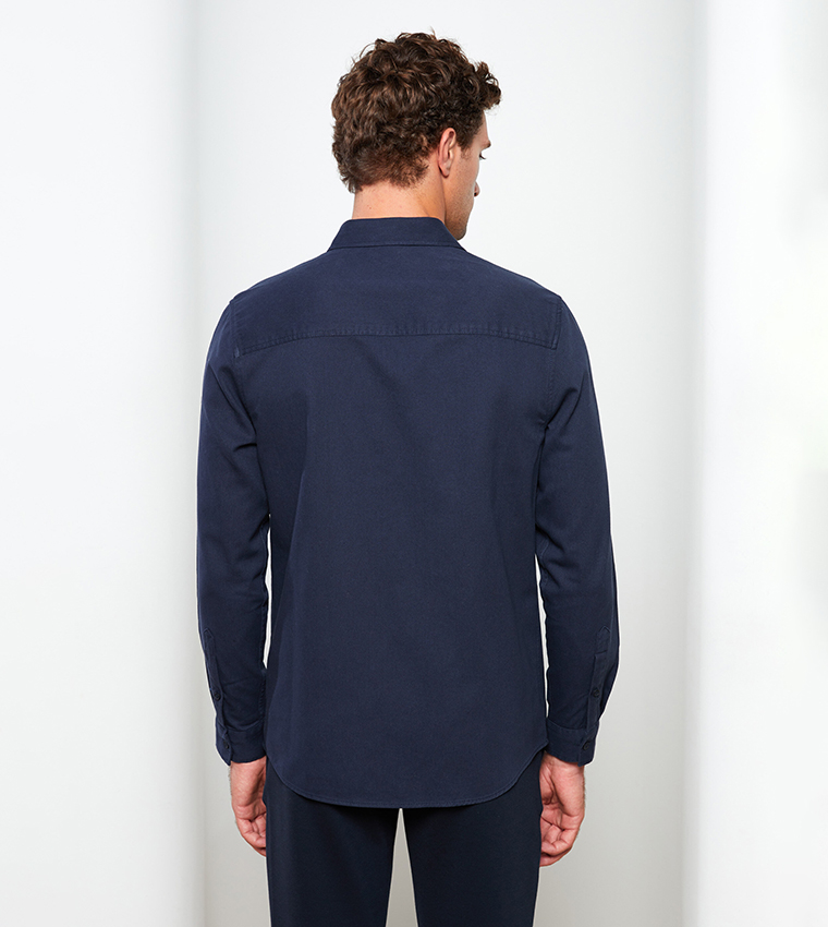 Slim Fit Long Sleeves Gabardine Shirt