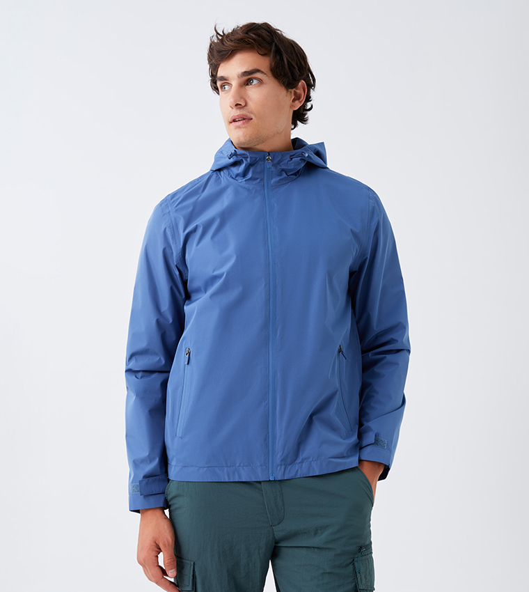 Buy LC Waikiki Solid Standard Fit Hooded Raincoat In Blue 6thStreet Kuwait