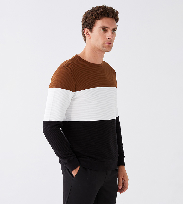 Color block clearance crew sweatshirt