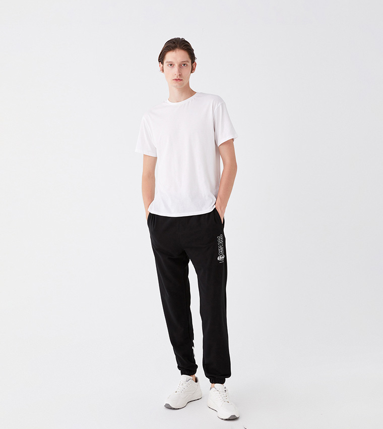 Black joggers cheap white drawstring