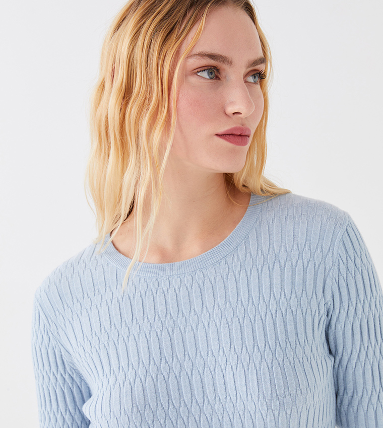 Womens Sweaters Baby Blue Cable Knit Sweater Cable Knit Sweater