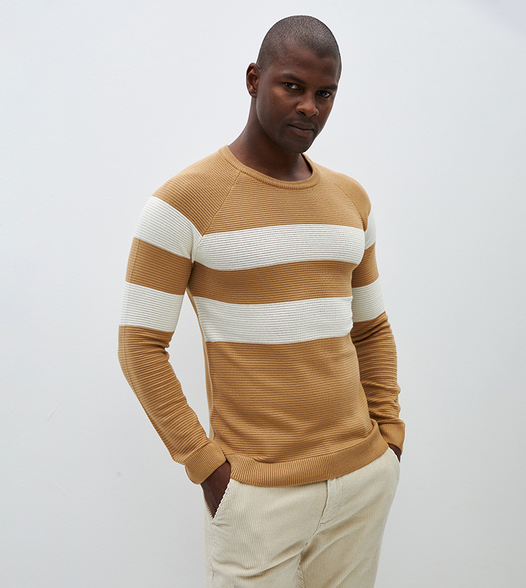 Camel colored clearance crew neck sweater