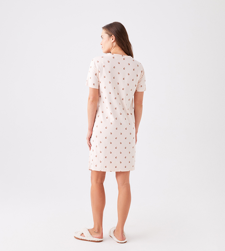 Printed Short Sleeves Maternity Nightdress