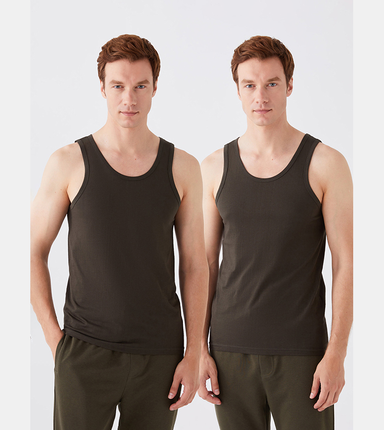 Buy DAGİ 2 Pack Black Basic Tanktops, U-Neck, Slim Fit, Sleeveless