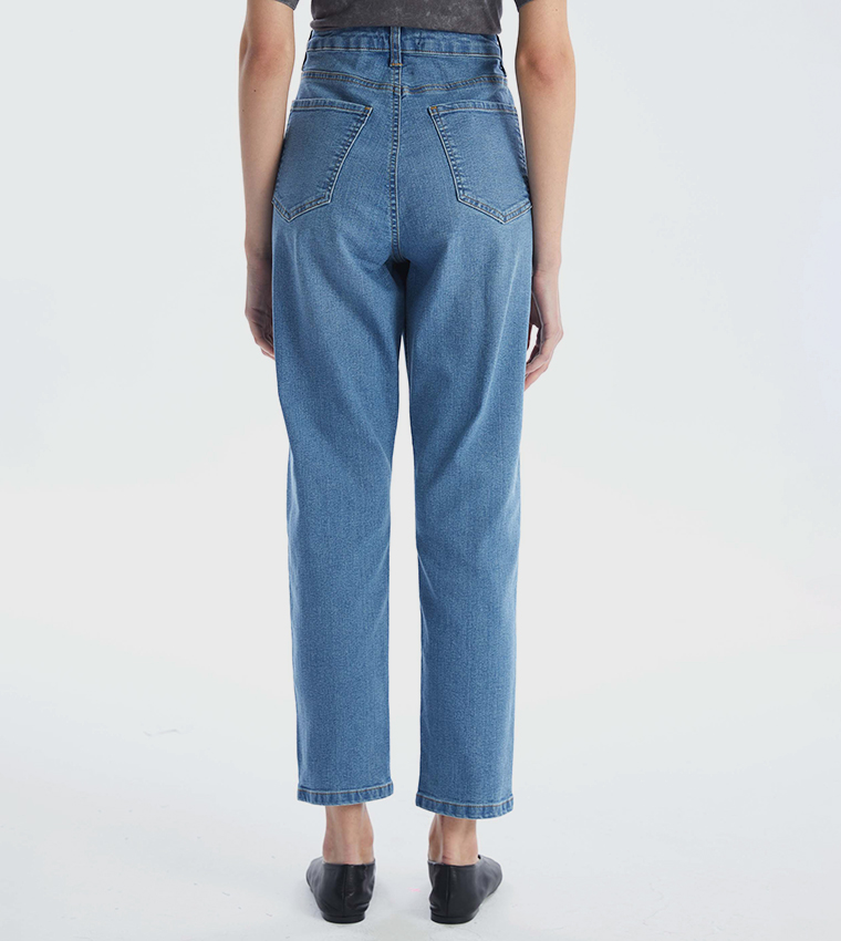 Faded High Waist Mom Fit Jeans