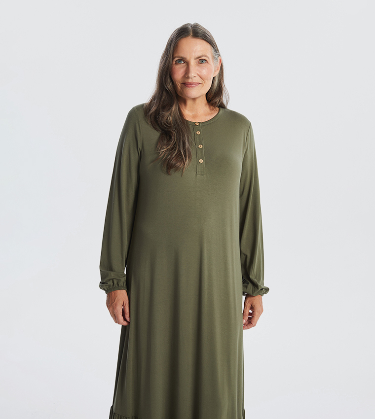 Solid Crew Neck Maxi Dress