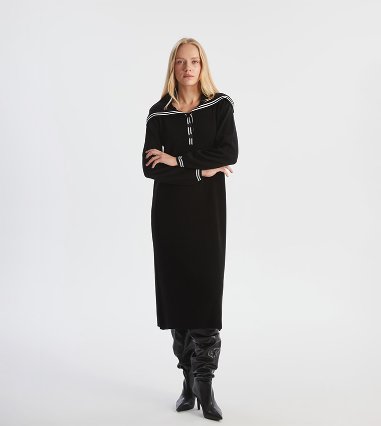 Maternity Contrast Trim Sweater Dress