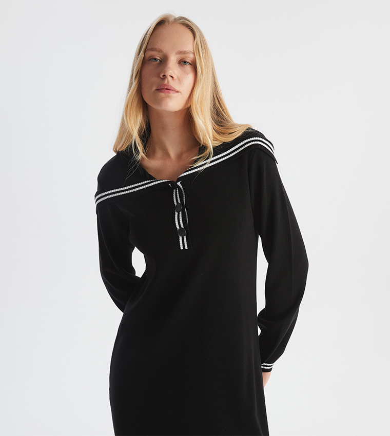 Maternity Contrast Trim Sweater Dress